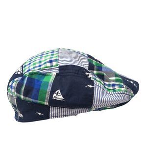 Gymboree Beret Hat Multicolor Large Sailboat Plaid Lightweight Cotton